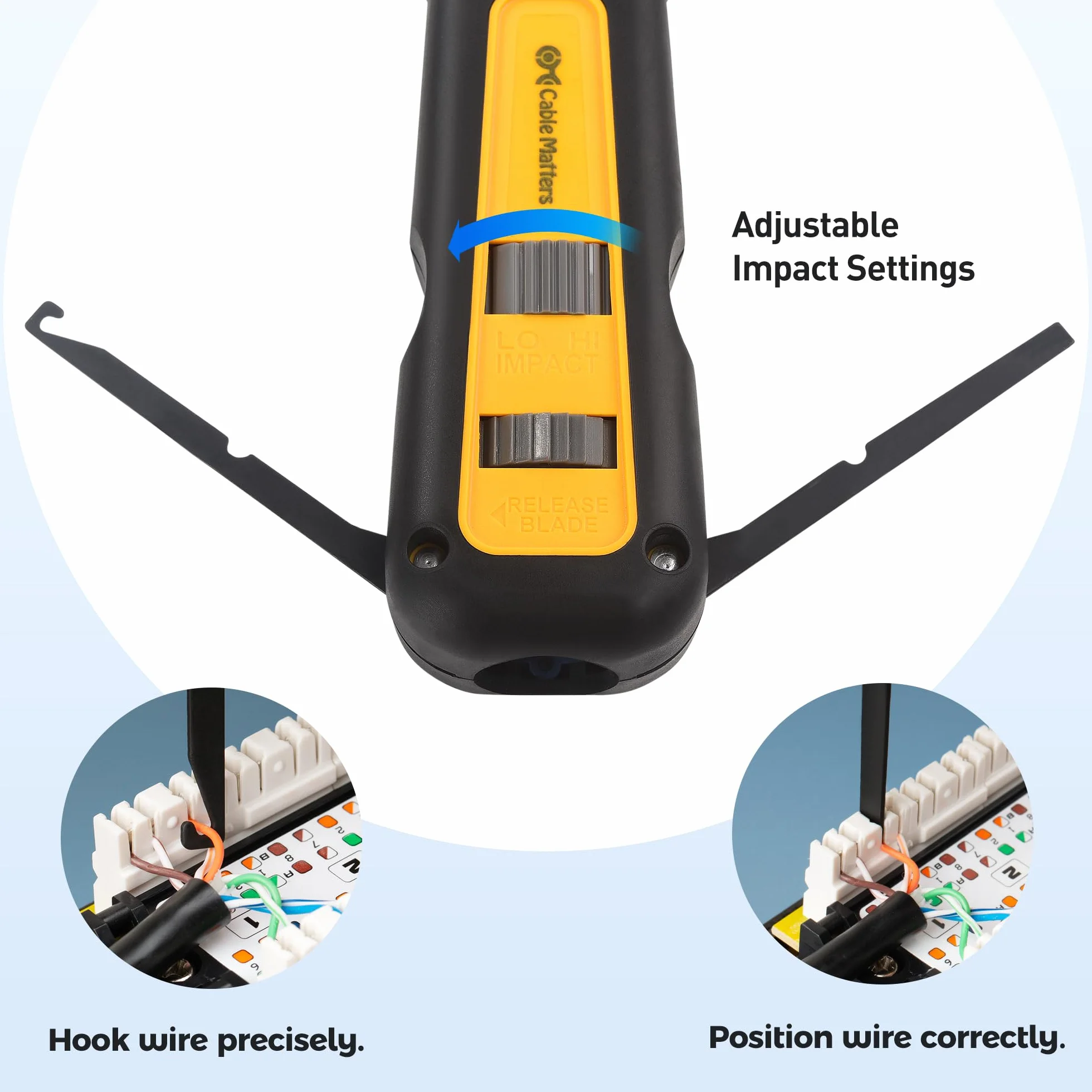 Cable Matters Strumento di perforazione con lama 110 e 66, strumento di perforazione Ethernet RJ45, strumento di perforazione Keystone per rete Cat 8, Cat 7, Cat 6A, Cat 6, Cat 5e, Cat 5