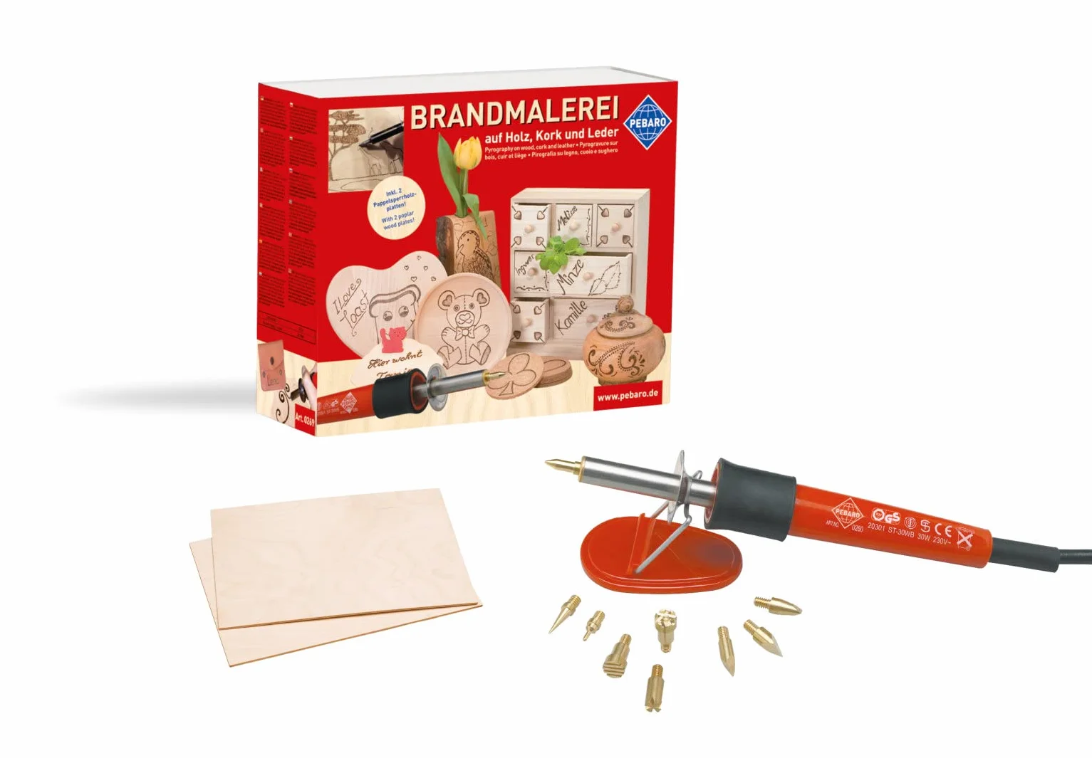 Pebaro 0269 Set per pirografia su legno, cuoio e sughero