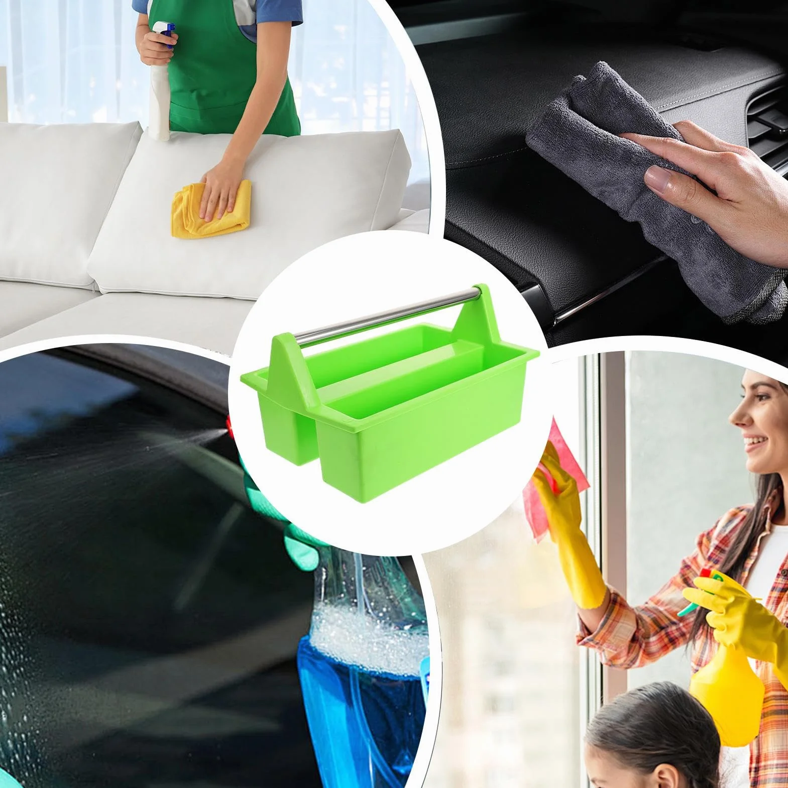 Secchio per la pulizia – Grande cestino per la pulizia con manico, organizer leggero per attrezzi, giardino, casa, bagno, doccia e attività all'aperto, cassetta degli attrezzi portatile multiuso