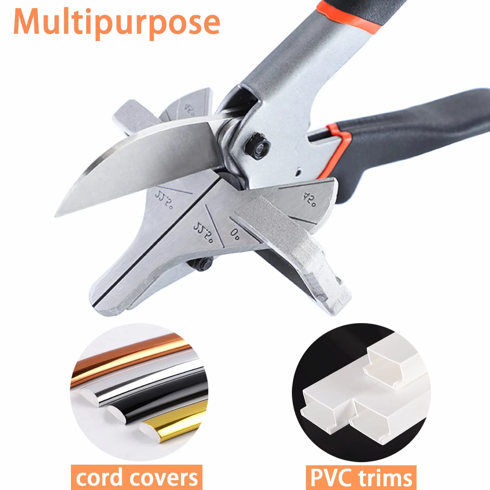 Sharp Taglierina multi-angolo da 0 a 135 gradi, forbici da taglio angolari regolabili per copertura cavo in PVC modanatura battiscopa, rifinitura a un quarto di giro, bordo piastrella, foglio di legno