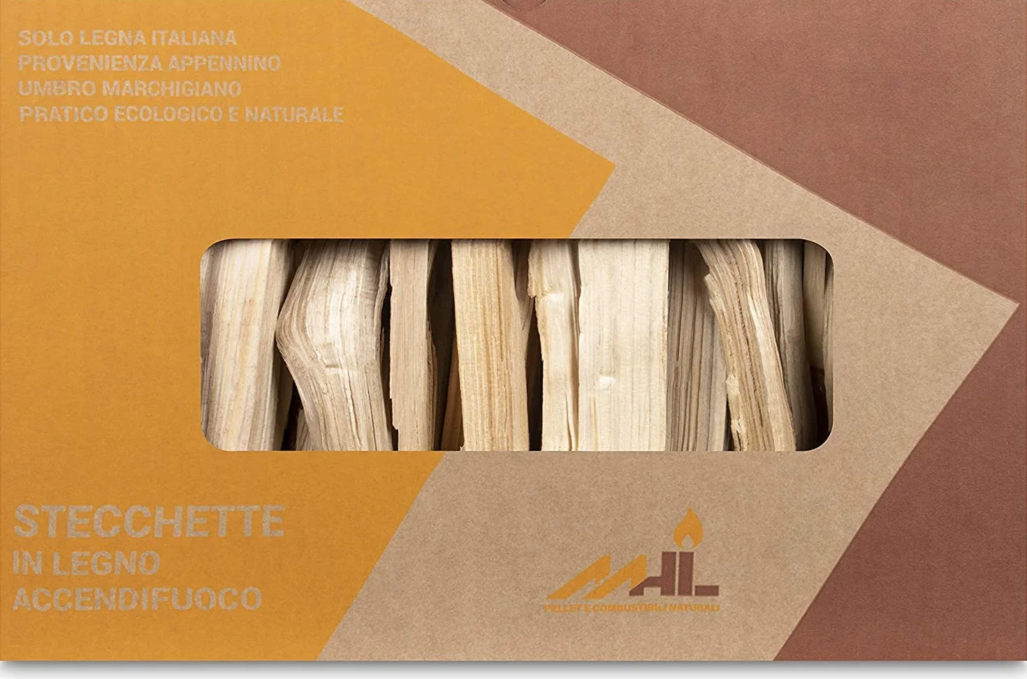 MHL Stecchette in Legno Accendifuoco in Scatola di Cartone Certificate Enama Classe Qualità A1 - Set da 4 pezzi - Perso all'origine 12 Kg