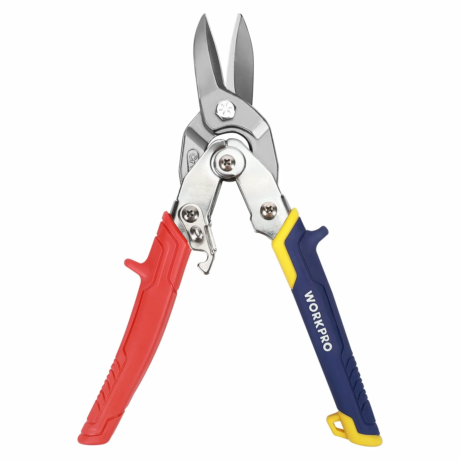 WORKPRO Nożyce do Blachy 250mm, Cięcie Proste, Zabezpieczenie, Otwór do Wieszania, Ostrze Ostre, Rękojeść Antypoślizgowa