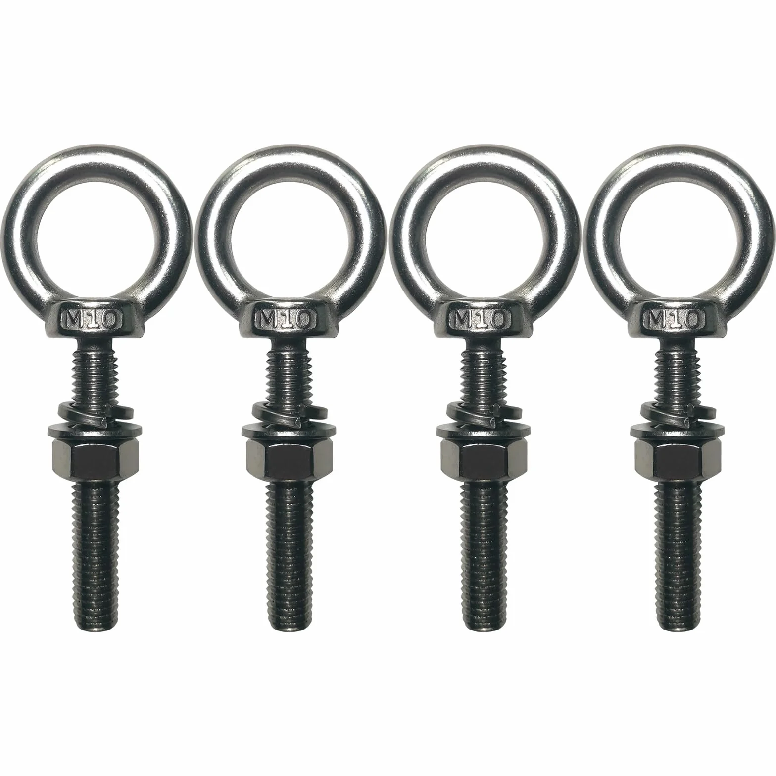 Vite ad anello M10 x 60 mm, 4 viti ad occhio con dadi esagonali e rondelle, in acciaio inox fuso, viti ad anello per fissaggio e sospensione