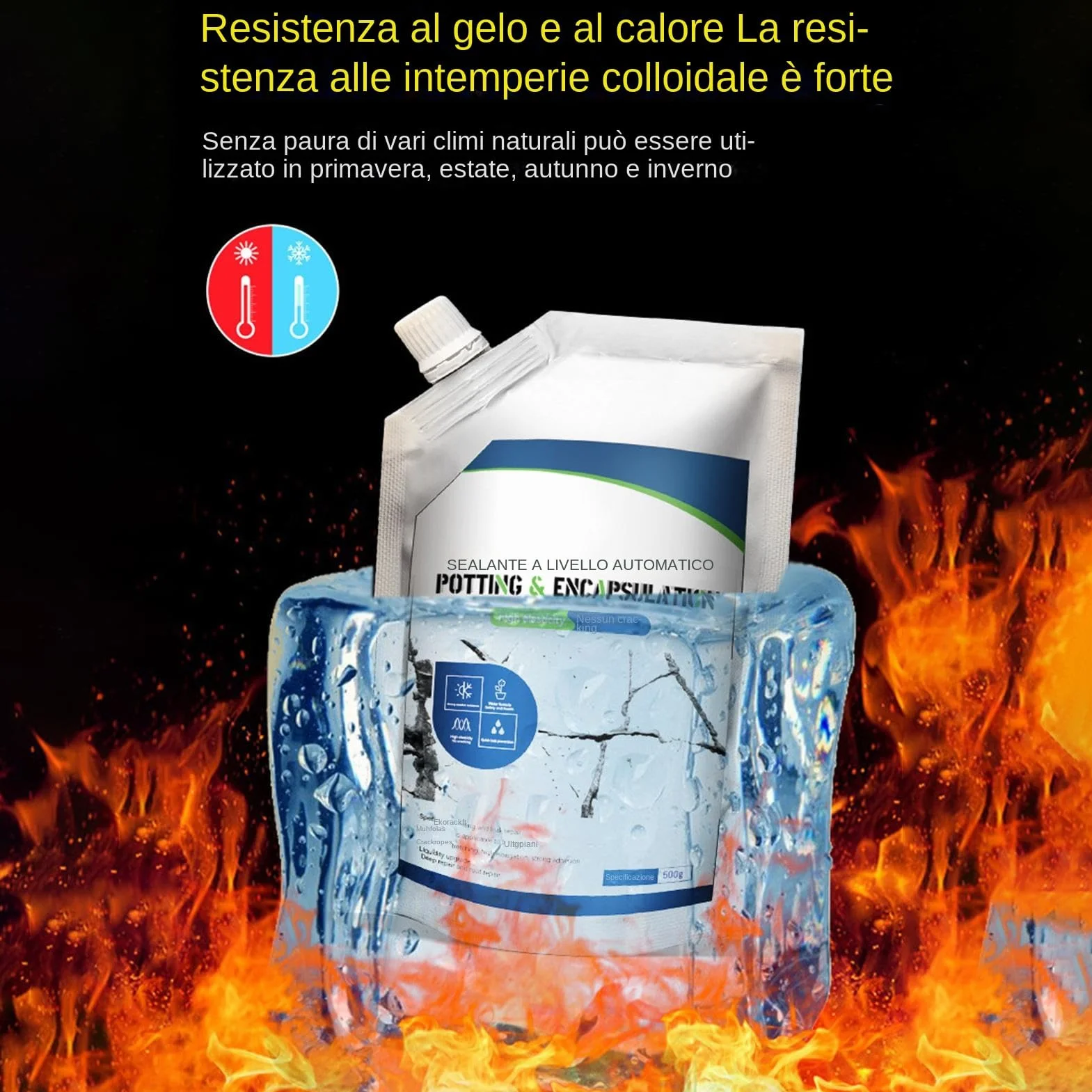 Mastice per riempitivo di crepe nel calcestruzzo - Colla autolivellante resistente agli agenti atmosferici da 500 g, sigillante per spazi vuoti ad alta resistenza e ad asciugatura rapida | Riparazione