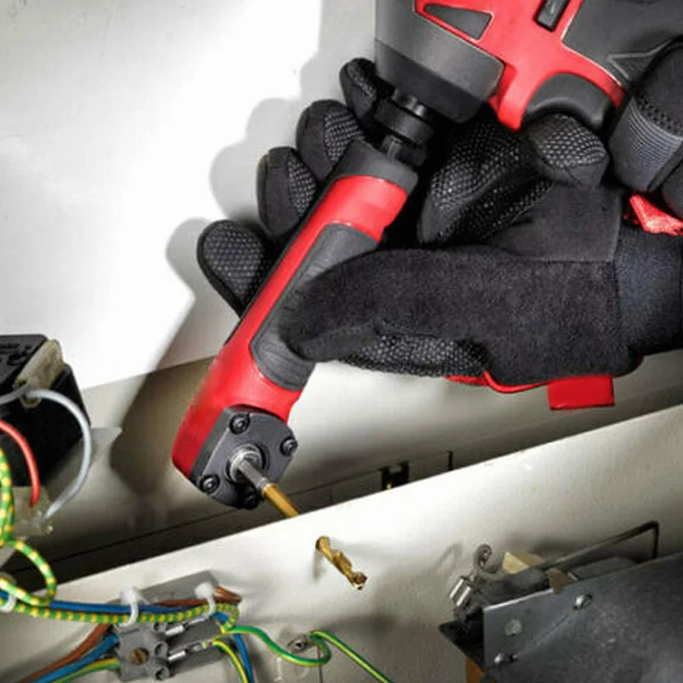 Faderr - Punta ad Angolo Retto da 1/4", Attacco 90 Gradi per Mandrino e Cacciavite, Prolunga (Rosso)