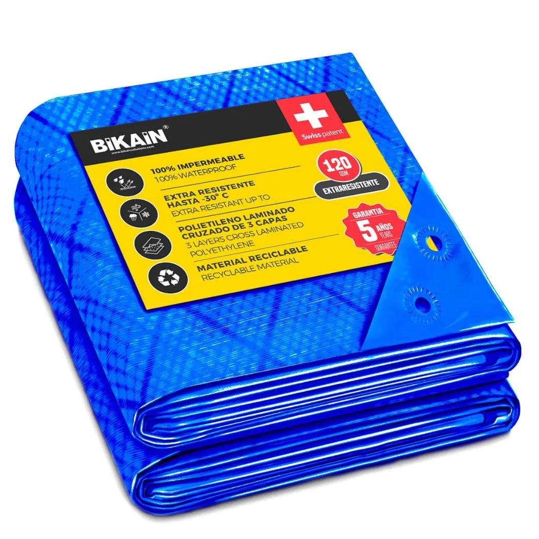 Bikain - Telo Impermeabile esterno - 2x3 metri - 70g/m2 Rinforzato - Occhielli Antistrappo - Telo 100% Impermeabile e 100% Protezione UV - Copritutto Multiuso - 3 Strati Laminato Incrociato