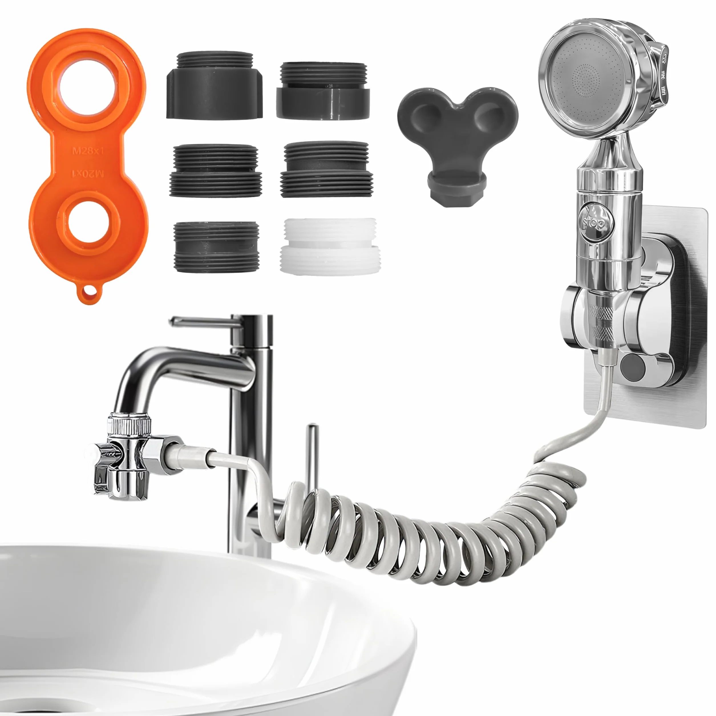 Cucina Doccetta Per Doccia，Con Tubo Retrattile 3M，Doccetta Per Lavandino,Facile Da Lnstallare, Set Doccetta Per Lavandino,Adatto Per Cucine, Bagni E Bagni Semicupi