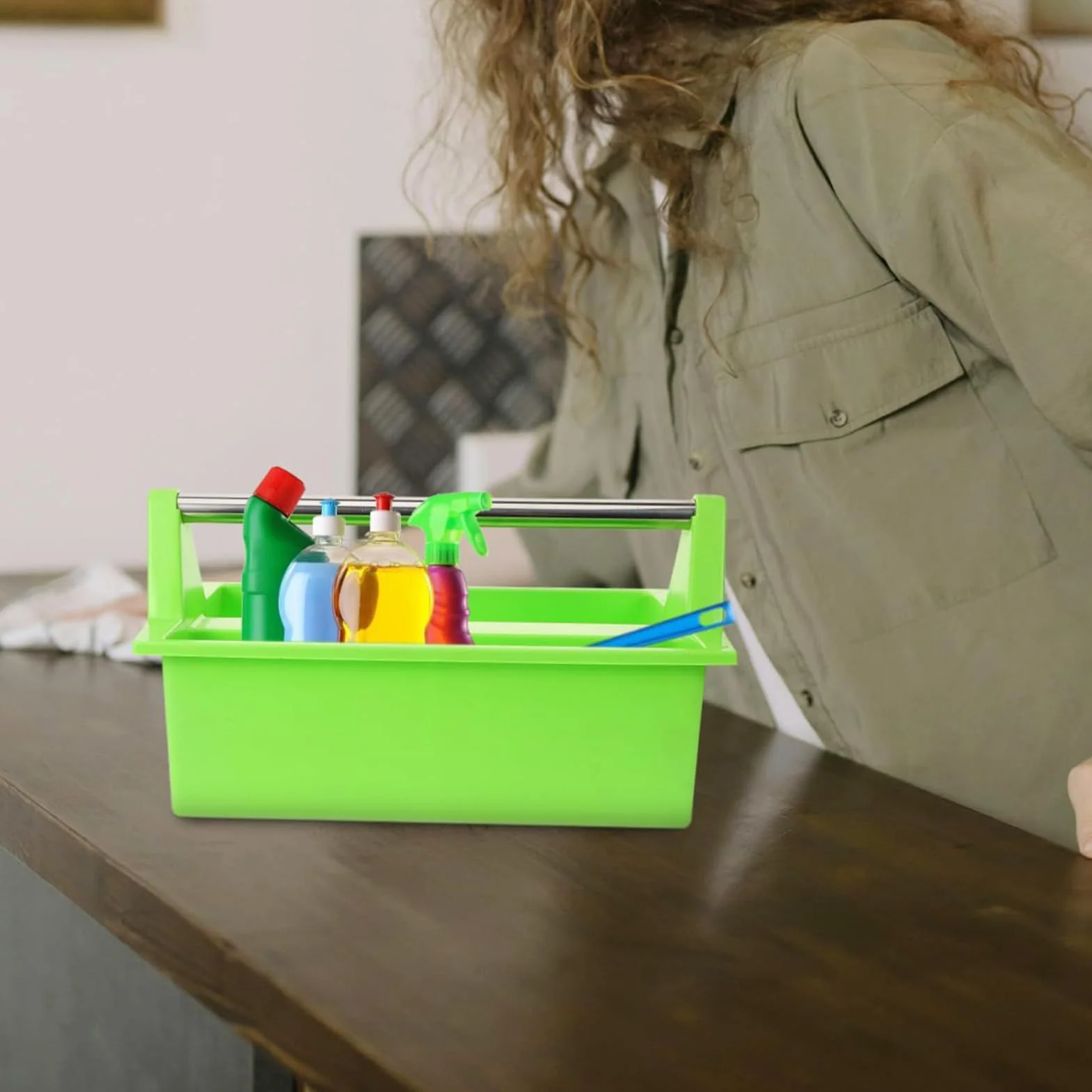 Secchio per la pulizia – Grande cestino per la pulizia con manico, organizer leggero per attrezzi, giardino, casa, bagno, doccia e attività all'aperto, cassetta degli attrezzi portatile multiuso