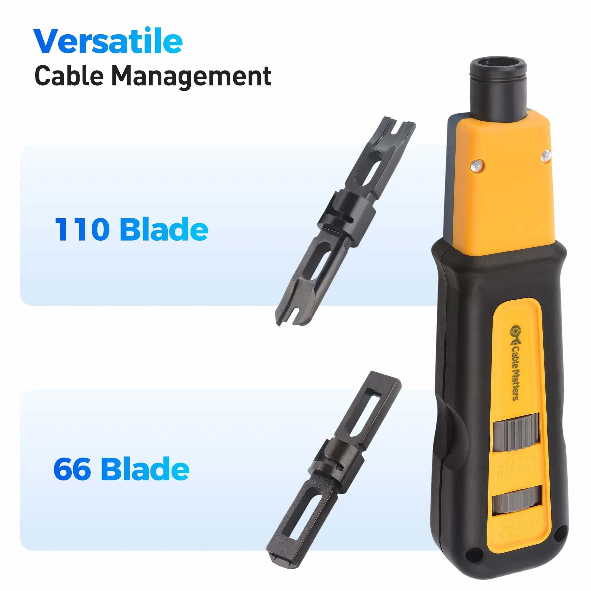 Cable Matters Strumento di perforazione con lama 110 e 66, strumento di perforazione Ethernet RJ45, strumento di perforazione Keystone per rete Cat 8, Cat 7, Cat 6A, Cat 6, Cat 5e, Cat 5
