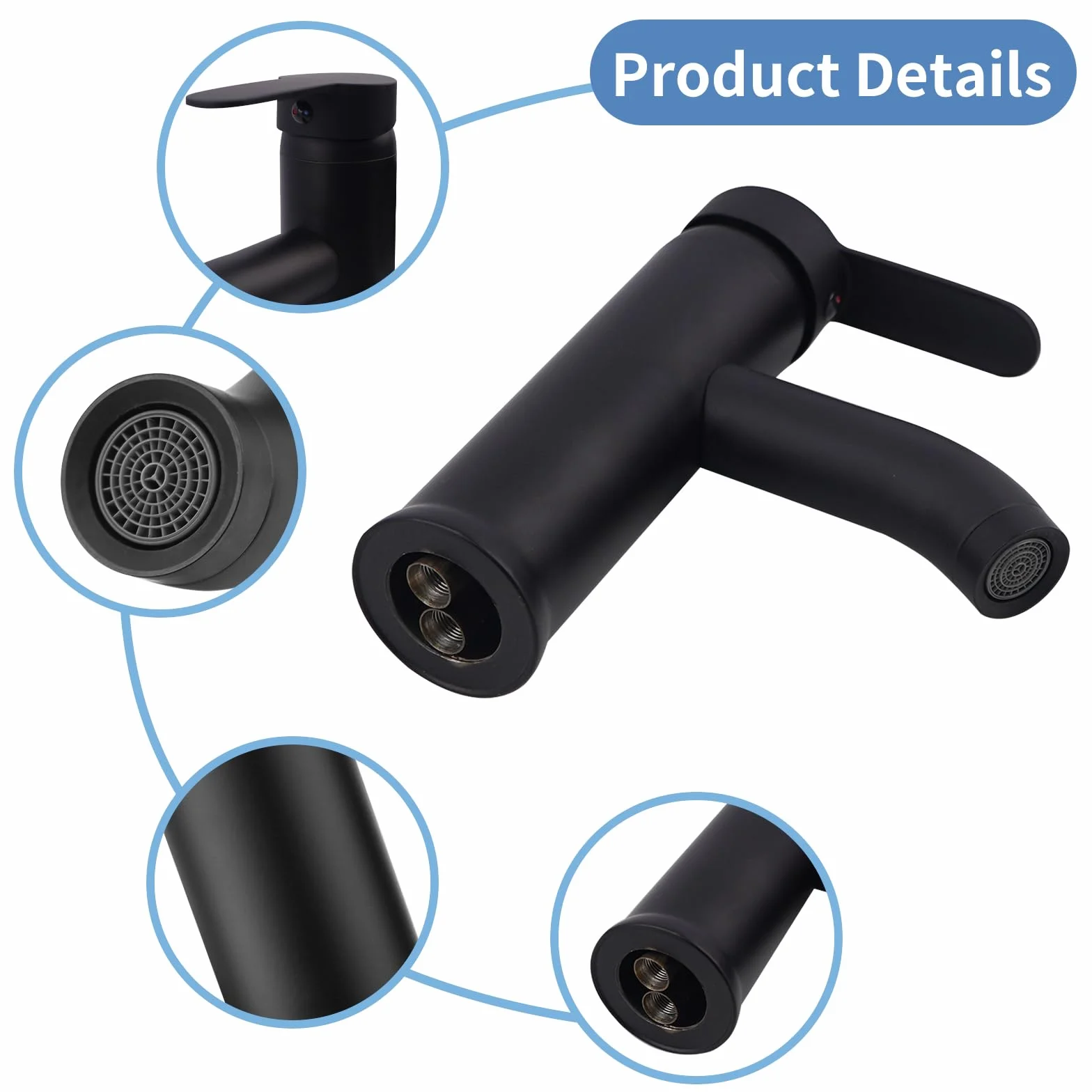 Rubinetto Bagno Lavabo Acciaio Inossidabile 304, Miscelatore Cucina con Tubo Flessibile, Rubinetto Vasca da Bagno, Miscelatore Bagn per Lavandino, WC per Gli Ospiti (Nero)