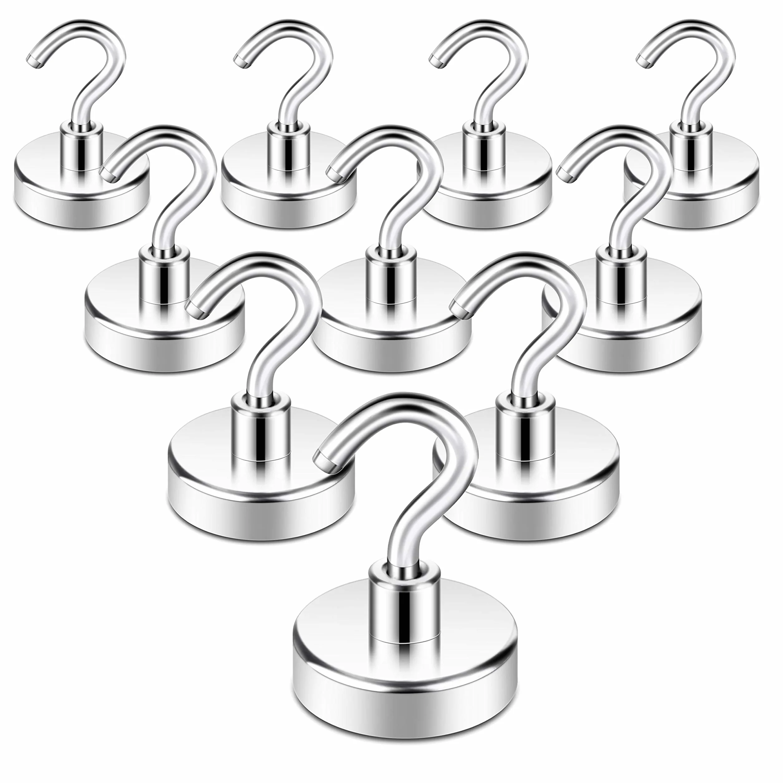 Neosmuk Ganci magnetici, resistenti magneti di terra con gancio per frigorifero, gancio da crociera extra forte per appendere, gancio magnetico per tenda, griglia (confezione da 10)