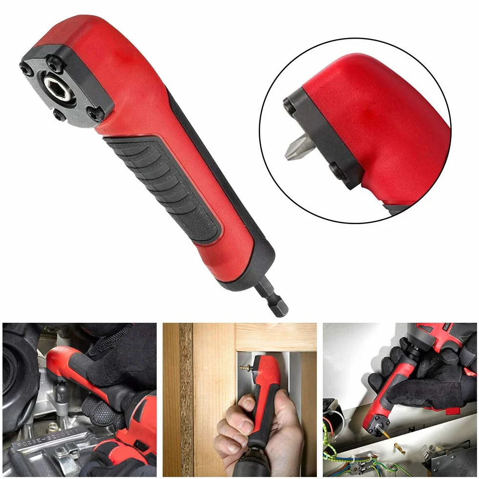 Faderr - Punta ad Angolo Retto da 1/4", Attacco 90 Gradi per Mandrino e Cacciavite, Prolunga (Rosso)