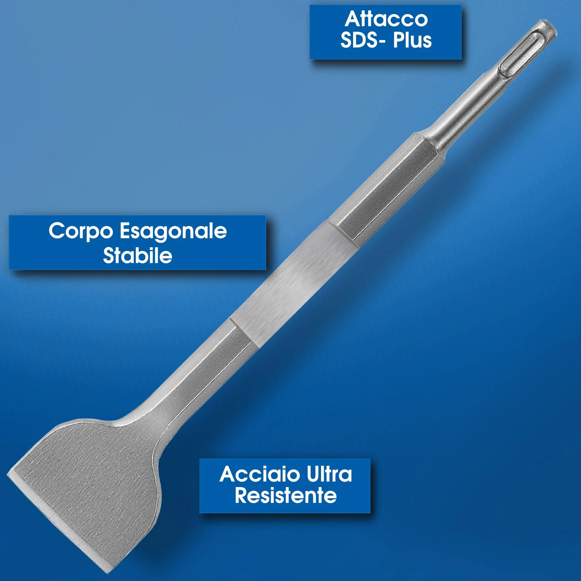 S&R Set di 4 Scalpelli SDS-Plus per Piastrelle Tracce Muro Muratura Calcestruzzo Pietra per Trapano Bosch Makita Metabo Dewalt e altre marche