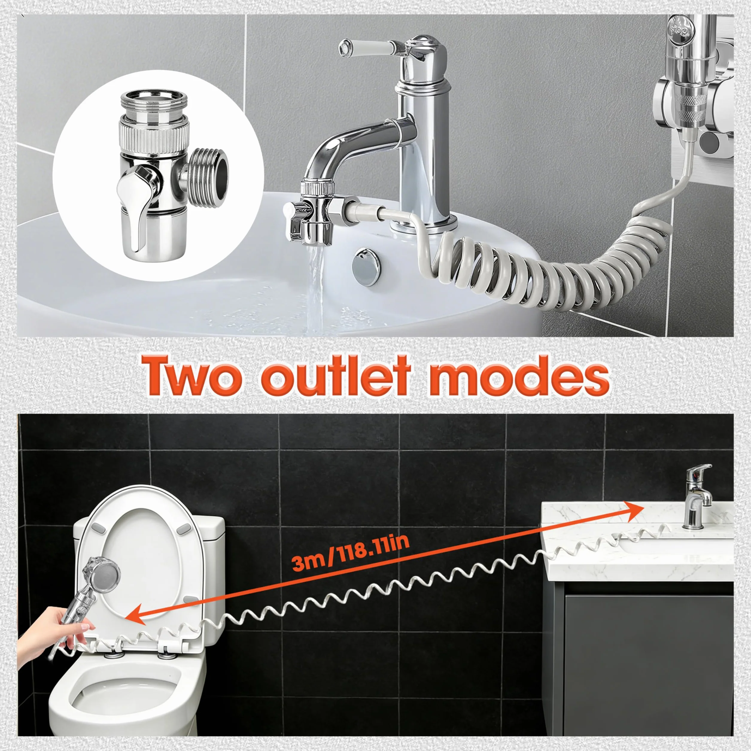 Cucina Doccetta Per Doccia，Con Tubo Retrattile 3M，Doccetta Per Lavandino,Facile Da Lnstallare, Set Doccetta Per Lavandino,Adatto Per Cucine, Bagni E Bagni Semicupi