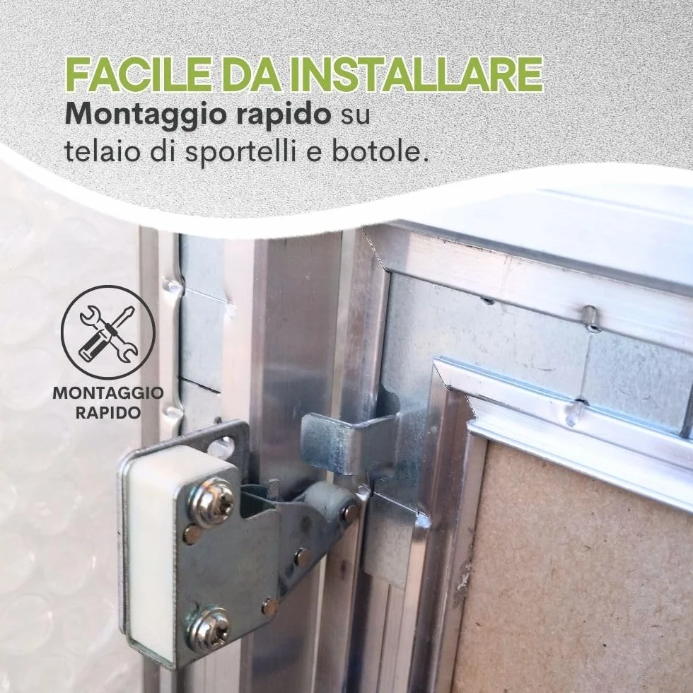 Meccanismo Push Pull Mini L001C per Botole di Ispezione, Chiavistello a Molla 29mm, Plastica e Acciaio, Apertura Rapida Sportelli e Pannelli, Chiusura Sicura - 4 Pezzi