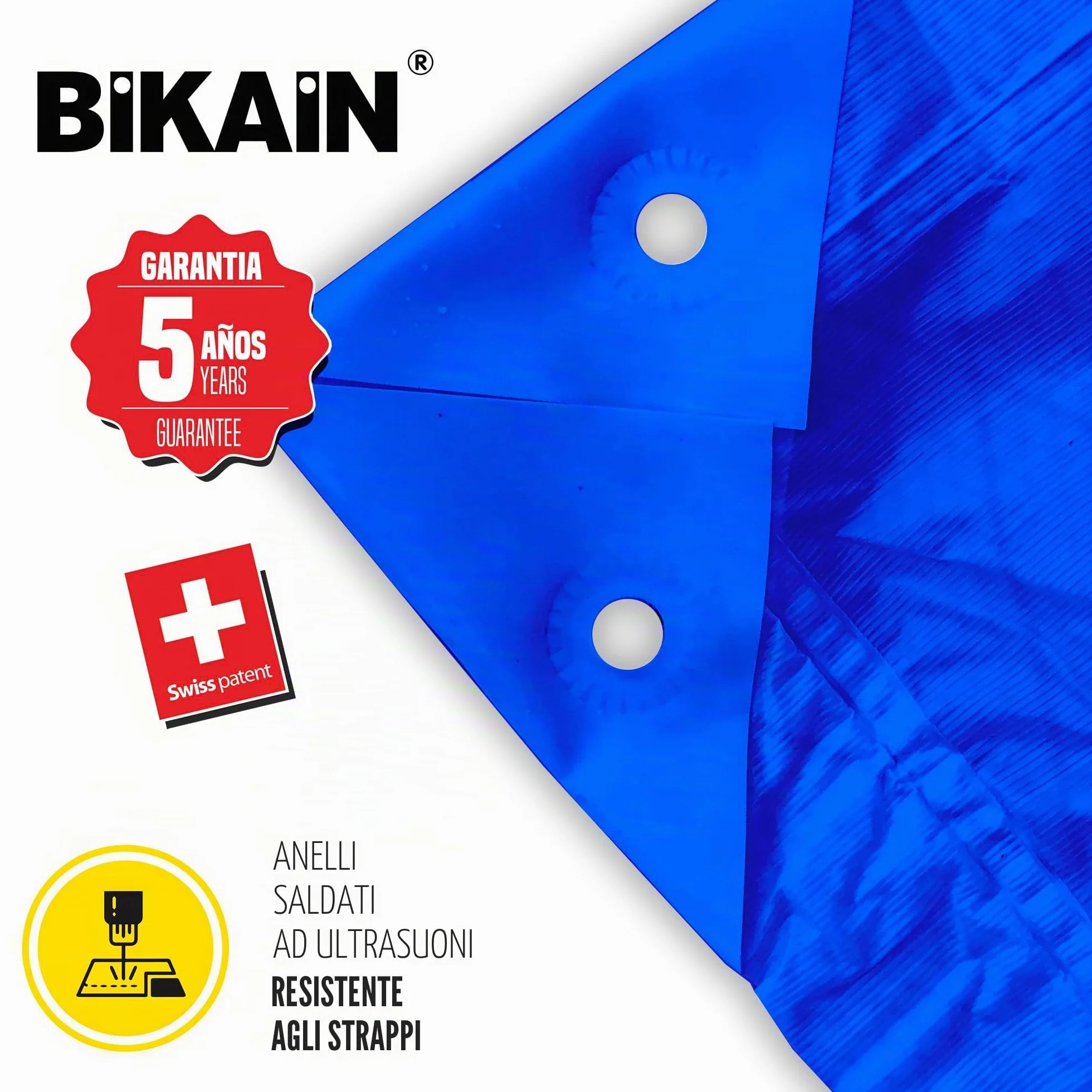 Bikain - Telo Impermeabile esterno - 2x3 metri - 70g/m2 Rinforzato - Occhielli Antistrappo - Telo 100% Impermeabile e 100% Protezione UV - Copritutto Multiuso - 3 Strati Laminato Incrociato