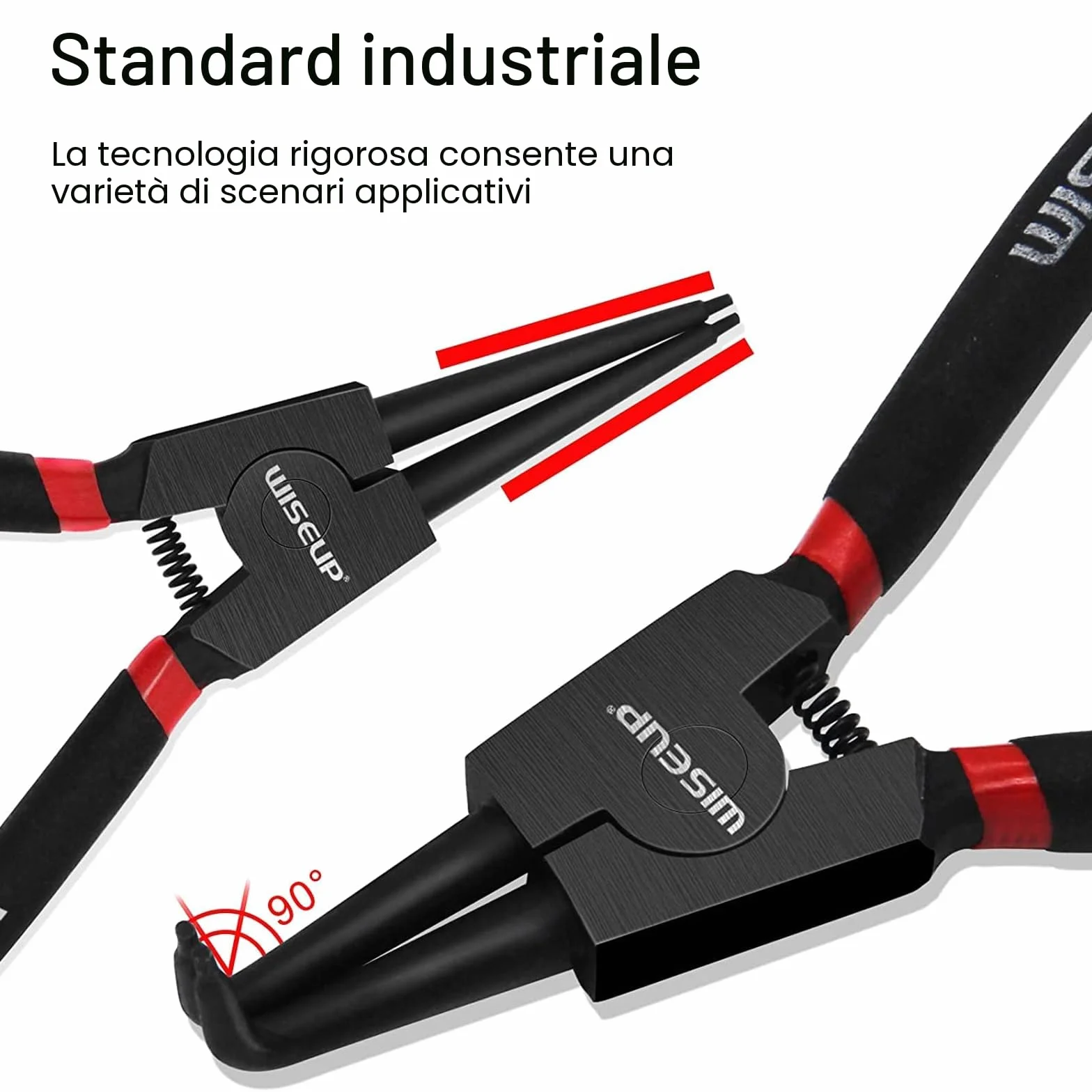 WISEUP 4 Pezzi Pinze Per Anelli Di Sicurezza, pinza interne ed esterne diritte da 170 mm, acciaio al carbonio industriale, resistente alla flessione e a risparmio di manodopera, con Borsa Portatile
