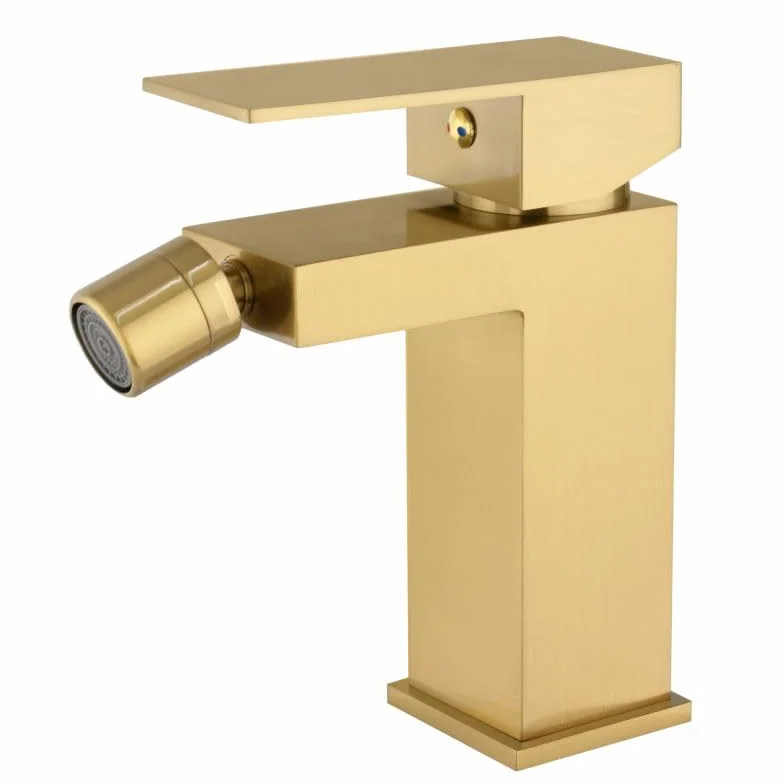 Rubinetto bidet monocomando quadrato dorato spazzolato serie Secura