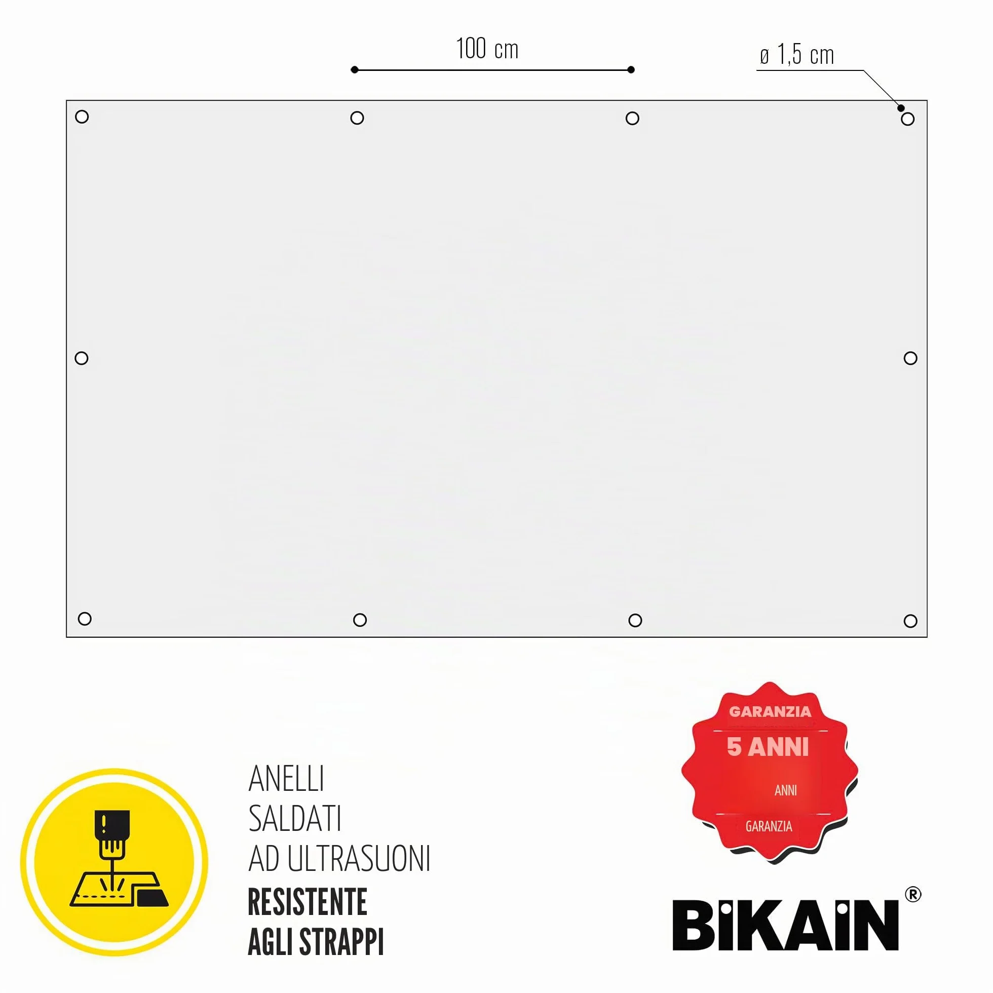 Bikain - Telo Impermeabile esterno - 2x3 metri - 70g/m2 Rinforzato - Occhielli Antistrappo - Telo 100% Impermeabile e 100% Protezione UV - Copritutto Multiuso - 3 Strati Laminato Incrociato