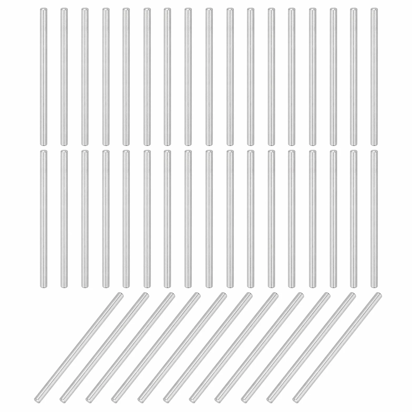 QUARKZMAN 66pz 3mm x 60mm, Cilindrica Perno in 304 Acciaio Inox, Spina Centraggio, Perno di Supporto in Metallo, Perni per Produzione Meccanica Industria Installazione Mobili, Argento
