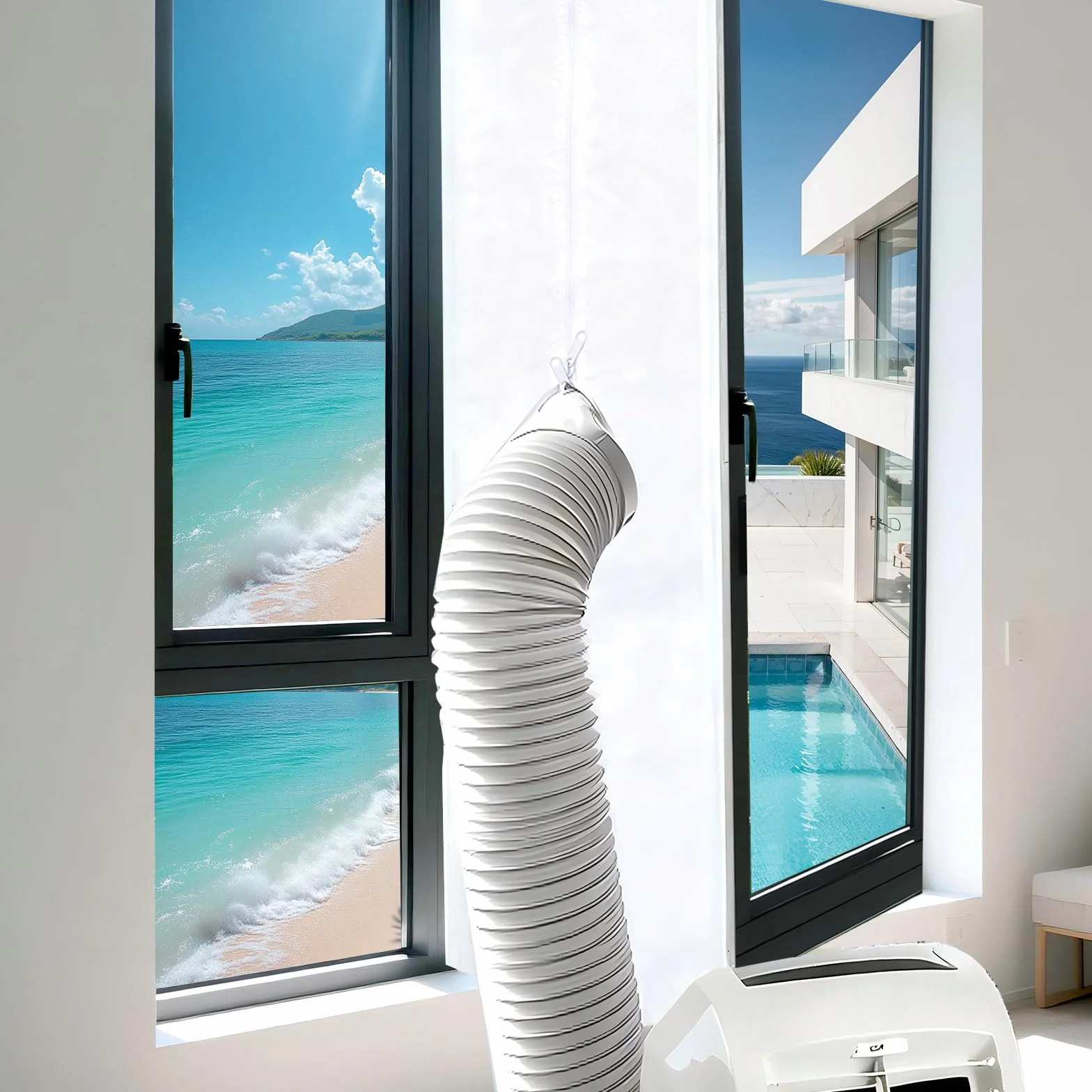 Climatizzatore per finestre, 400 cm (157"), guarnizione per finestre per climatizzatori mobili, climatizzatore mobile con tubo di scarico per climatizzatori mobili, asciugatrice, asciugatura dell'aria