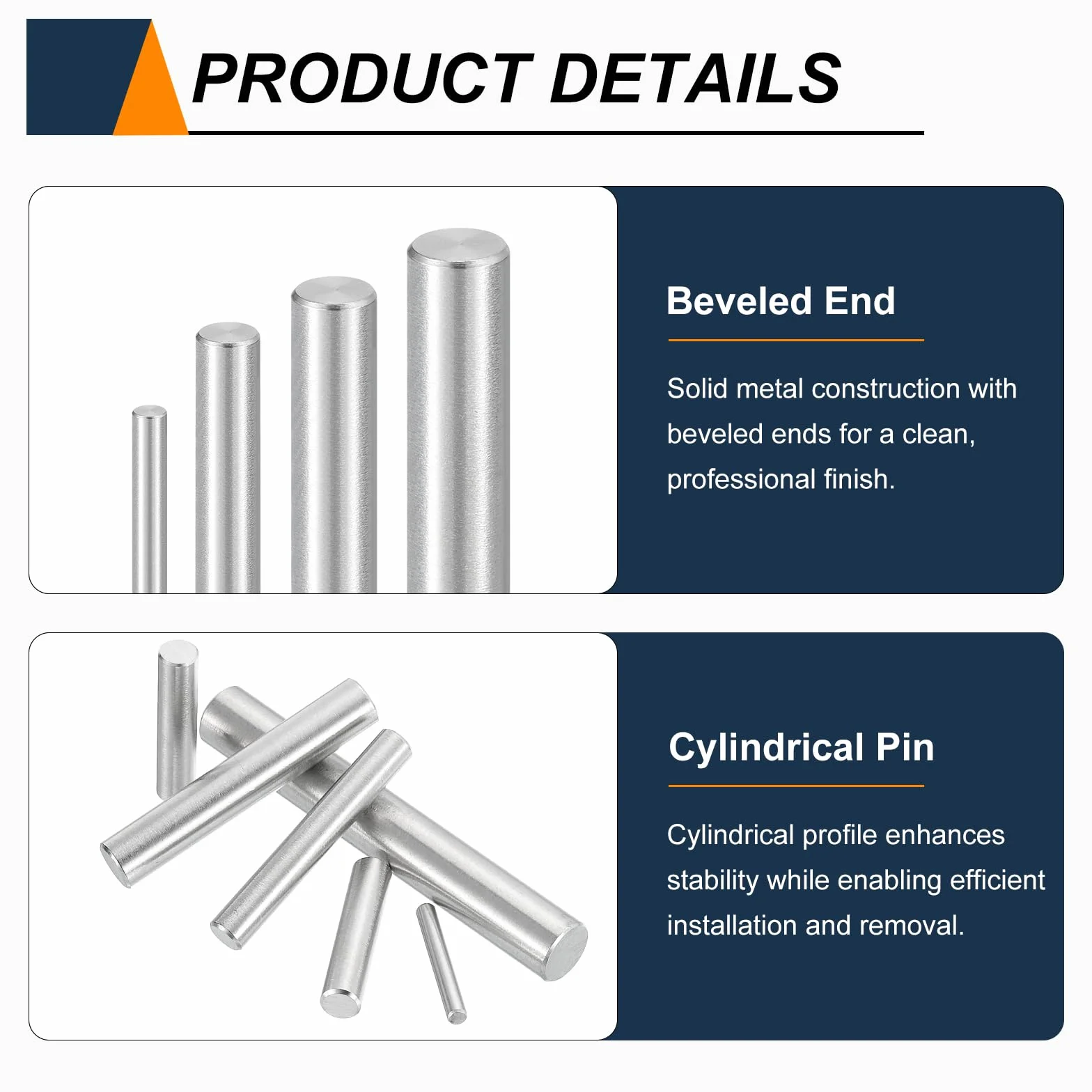 sourcing map 50 perni cilindrici M5 (5 mm) x 40 mm, in acciaio inossidabile 304, supporto per mensole, elementi di fissaggio per dispositivi in metallo, mobili in legno, installazione fai da te