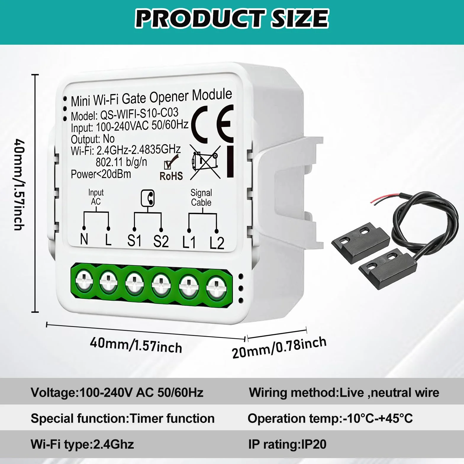 Apriporta Wifi Garage Door Opener, Wifi Garage Door Opener Con Sensore, Timer, Ac100-240v Controller Per Porta Del Garage, Apri Porta Garage Intelligente, Supporta Controllo Vocale E App