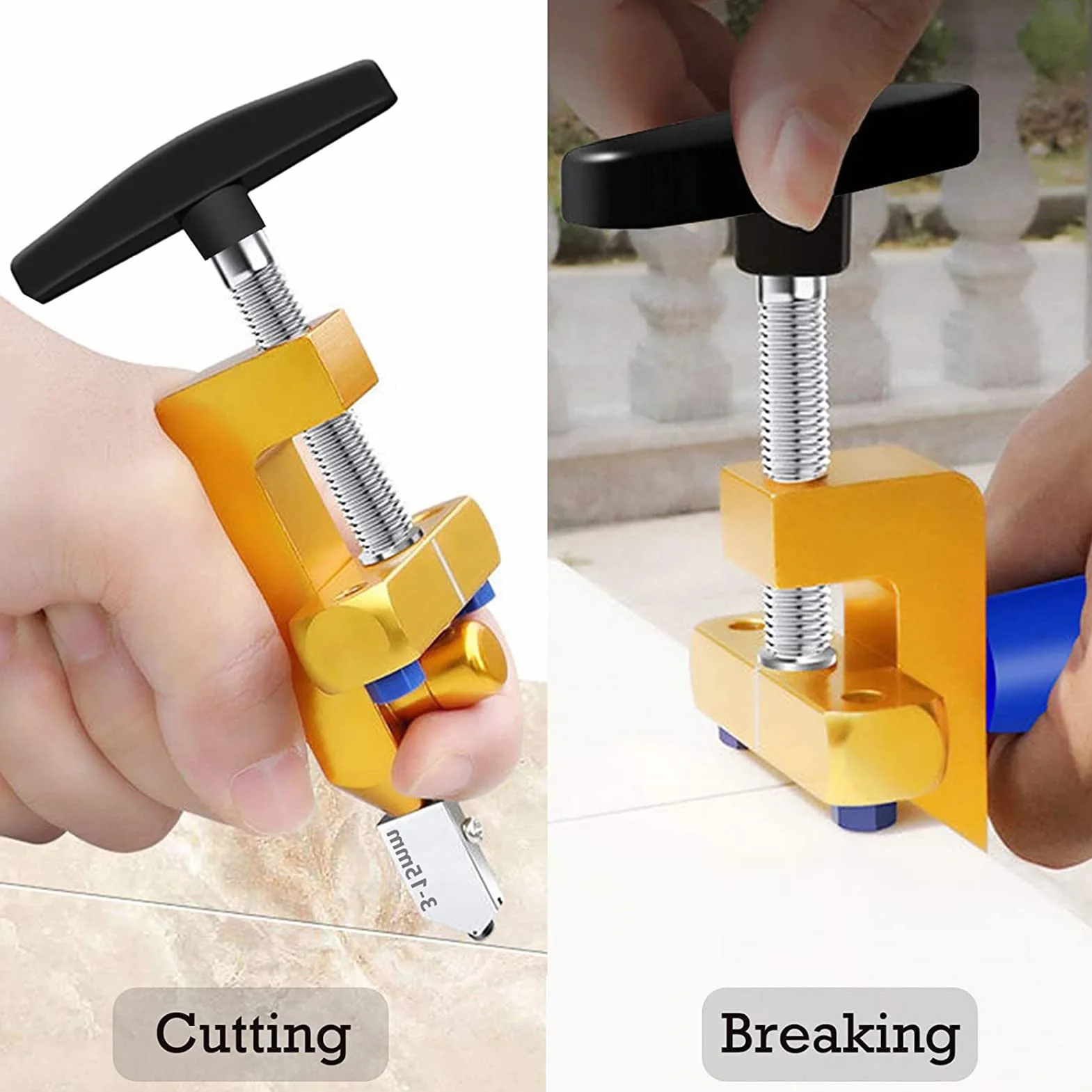 Tagliavetro Tagliapiastrelle Manuale, 2 In 1 Utensili Manuali Per Tagliapiastrelle Taglia Piastrelle Apriscatole Con Rompivetro, 3-15mm Taglia Vetro A Mano Per Taglio Vetro/Specchio/Piastrelle