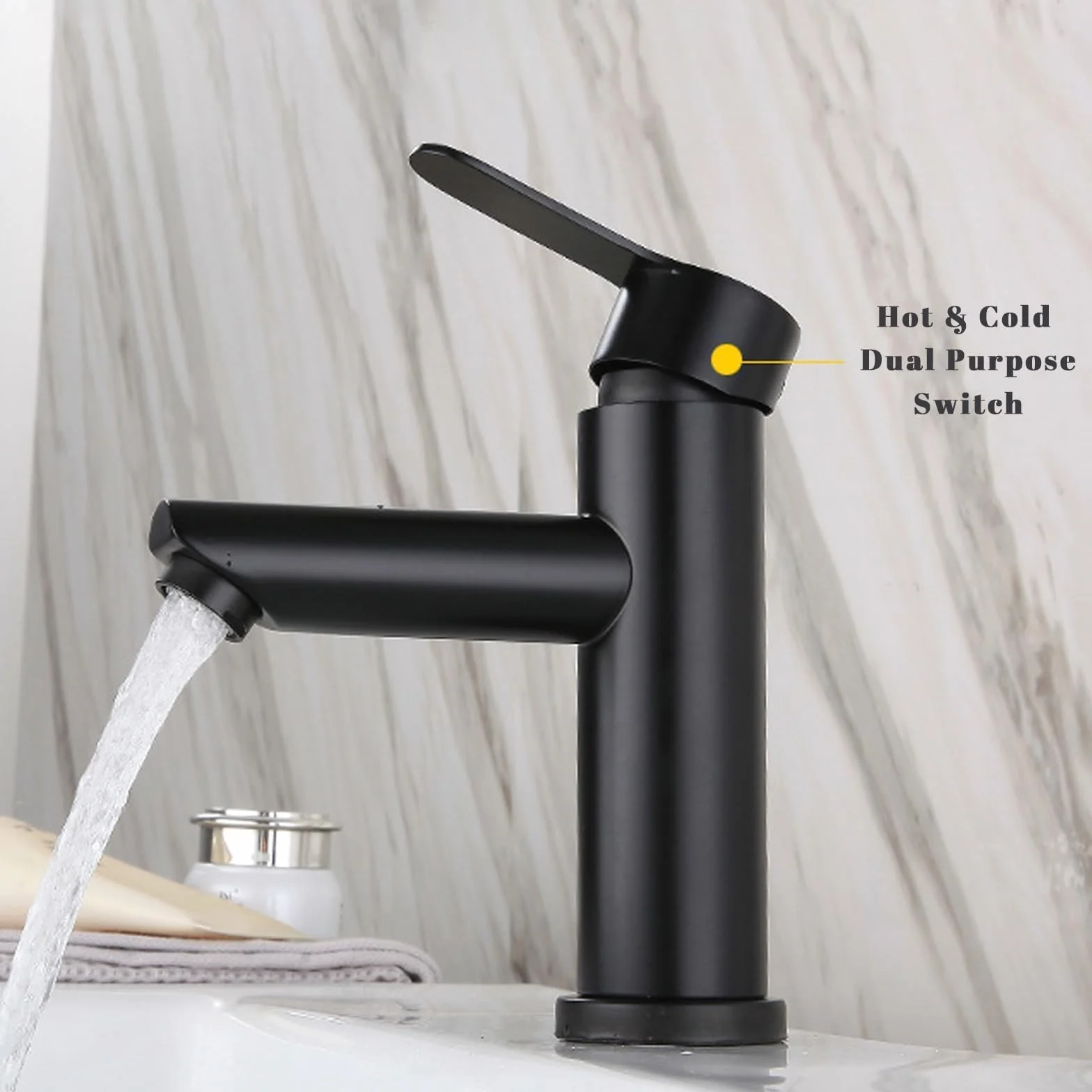 Rubinetto Lavabo Bagno Rubinetto per Lavabo Nero Rubinetti Lavabo Set di Rubinetti Lavabo Opaco Rubinetti Miscelatore Alto Lavabo Bagno A Cascata Per Cucina Acciaio Inossidabile