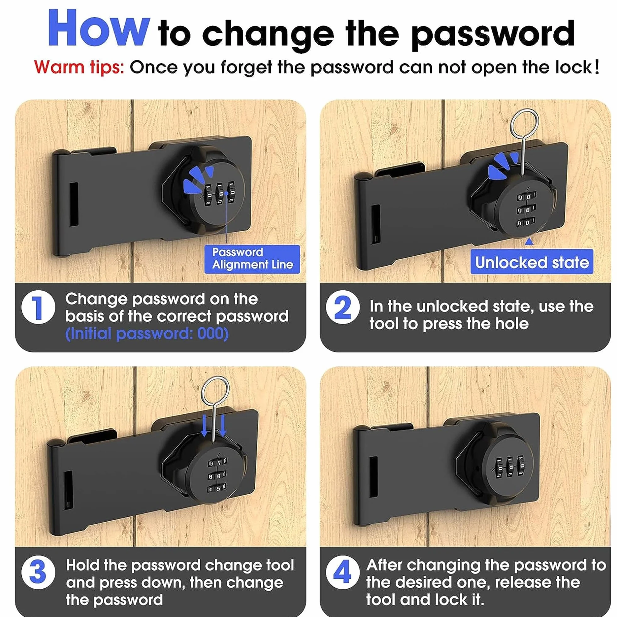 Cifre Serratura Armadietto Password Serratura, Chiavistello con 3 Cifre Combinazione, Serratura a Combinazione per Cassetti, Bullone di Bloccaggio a Combinazione per Armadi, Armadietti