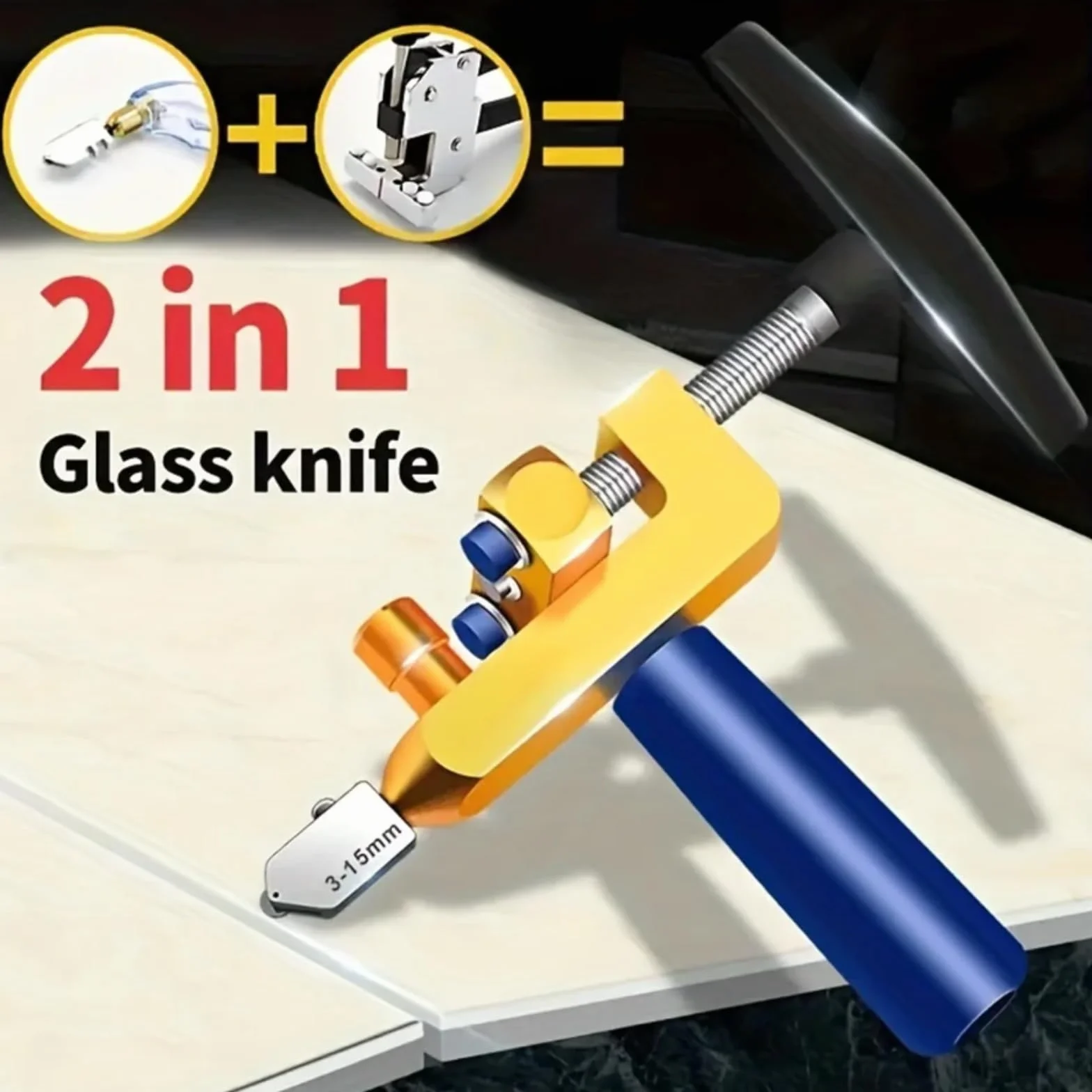 Tagliavetro Tagliapiastrelle Manuale, 2 In 1 Utensili Manuali Per Tagliapiastrelle Taglia Piastrelle Apriscatole Con Rompivetro, 3-15mm Taglia Vetro A Mano Per Taglio Vetro/Specchio/Piastrelle