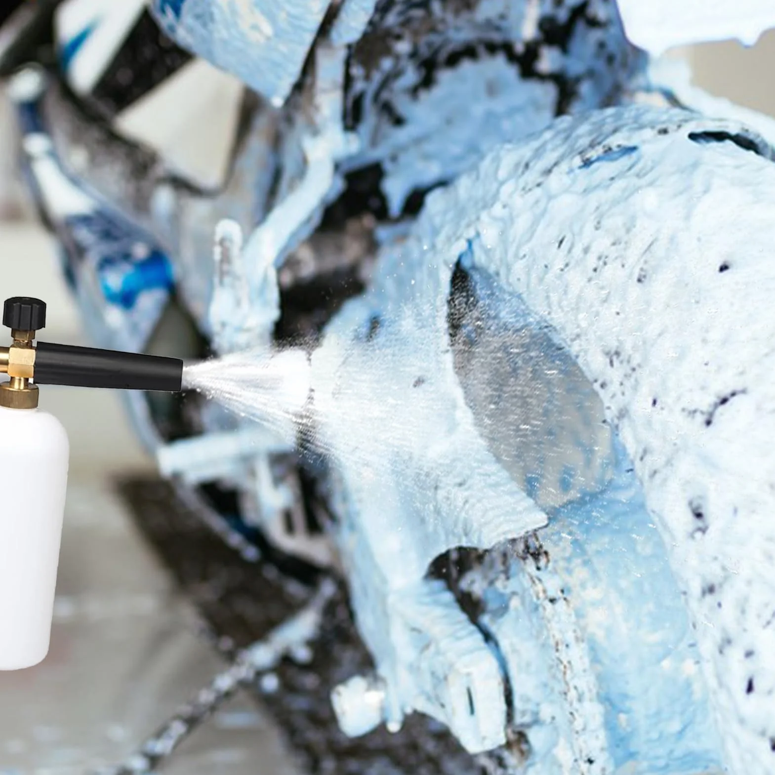 Lancia schiuma, cannone schiuma per idropulitrice ad alta pressione, lancia neve da 1 L con 5 ugelli per schiuma, dispenser di sapone, bottiglia foamer, pistola per schiuma per la pulizia dell'auto